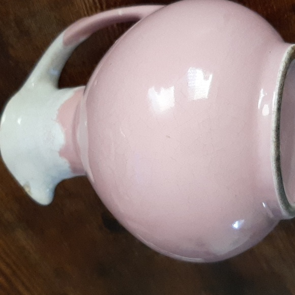 Hand Made Dripped Glaze Pink and White Pitcher - Picture 5 of 7